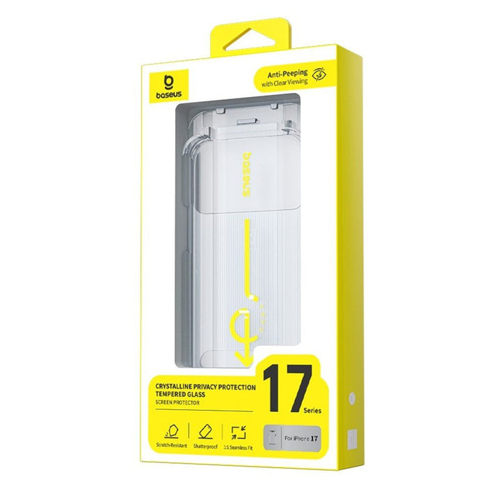 Baseus iPhone 17 Pro Crystal Diamond Series Privacy Tempered Glass Dust - free Chamber II Full Coverage Protector JPC MOBILE ACCESSORIES