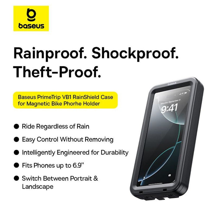Baseus bike phone holder features rainproof shockproof theft-proof design for Uber Eats DoorDash Brisbane delivery Australia