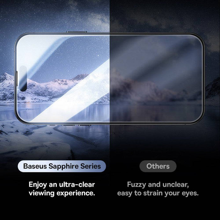 Seamless 1:1 fit of Baseus Sapphire Series screen protector for a smooth, flawless installation.