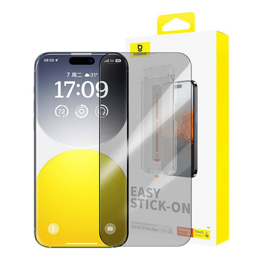 Baseus Sapphire Series Privacy Tempered Glass Screen Protector for iPhone 15 Pro Max.