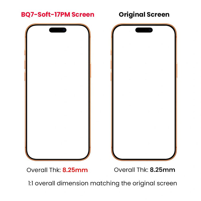BQ7 Soft OLED Screen Assembly iPhone 17 Pro Max 120Hz ProMotion Display Replacement Diagnosable Screen Replacement JPC