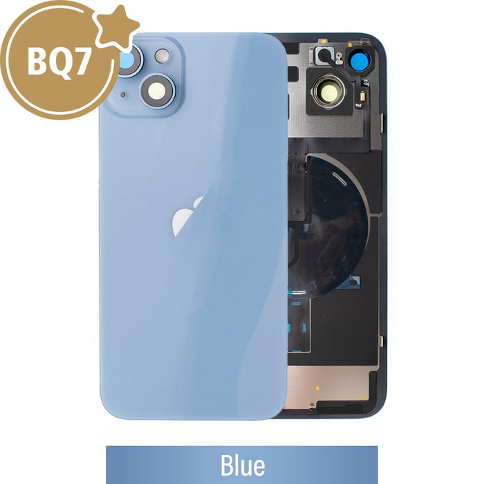Rear Cover Glass with Back Panel Frame for iPhone 14 Plus - Blue