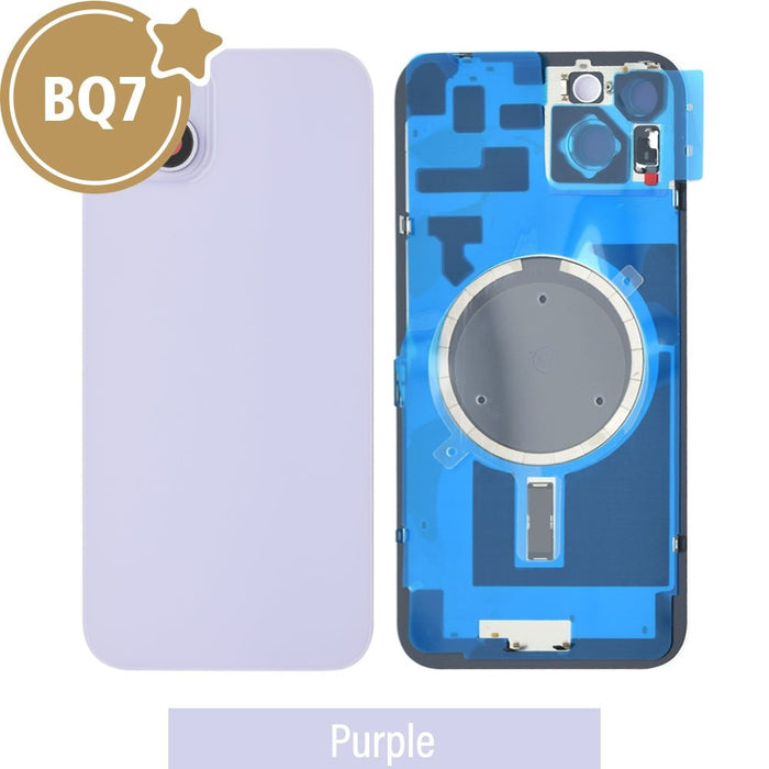 BQ7 iPhone 14 Plus Purple rear glass bundle front and rear view with MagSafe magnet