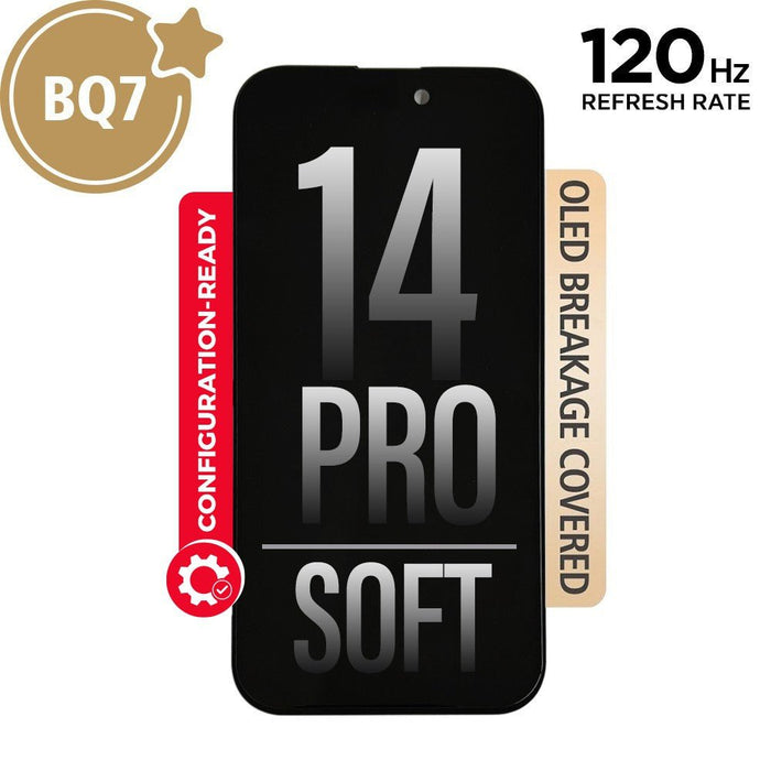 BQ7 Soft OLED iPhone 14 Pro 6.1 Inch Diagnosable 120Hz ProMotion Face ID A2890 A2650 A2889 A2891 Screen Replacement JPC