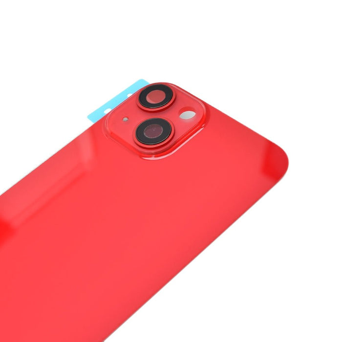 Detailed view of BQ7 Red no-logo iPhone 14 rear cover glass assembly