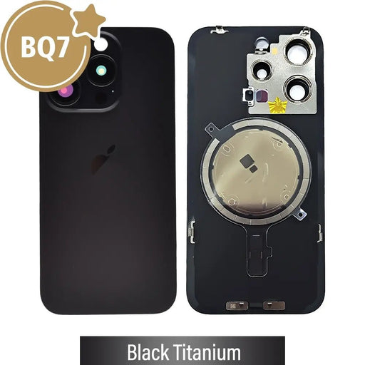 BQ7 Rear Cover Glass with Camera Lens Glass and Magsafe Magnet for iPhone 15 Pro-Black Titanium Rear Glass Cover JPC MOBILE ACCESSORIES