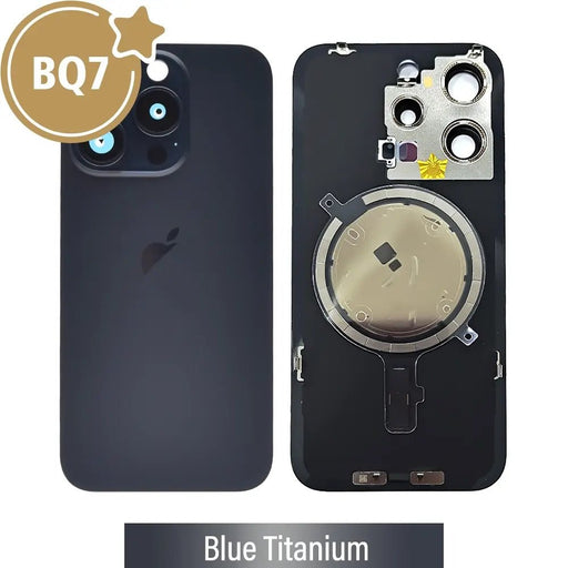 BQ7 Rear Cover Glass with Camera Lens Glass and Magsafe Magnet for iPhone 15 Pro-Blue Titanium Rear Glass Cover JPC MOBILE ACCESSORIES