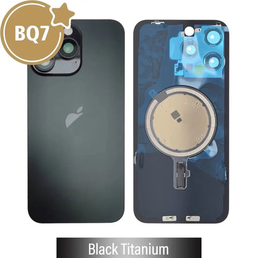BQ7 Rear Cover Glass with Camera Lens Glass and Magsafe Magnet for iPhone 15 Pro Max-Black Titanium Rear Glass Cover JPC MOBILE ACCESSORIES