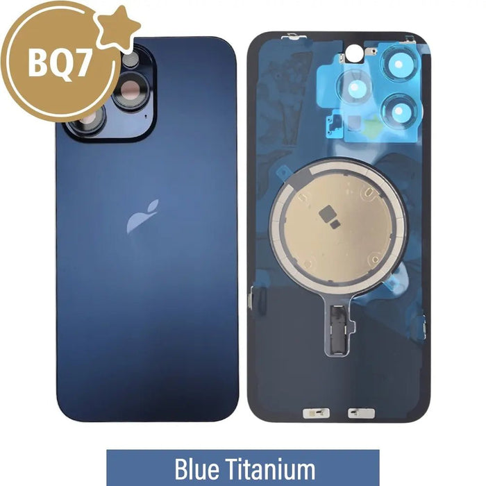 BQ7 Rear Cover Glass with Camera Lens Glass and Magsafe Magnet for iPhone 15 Pro Max-Blue Titanium Rear Glass Cover JPC MOBILE ACCESSORIES
