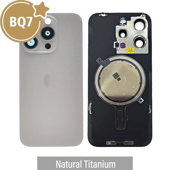 BQ7 Rear Cover Glass with Camera Lens Glass and Magsafe Magnet for iPhone 15 Pro-Natural Titanium Rear Glass Cover JPC MOBILE ACCESSORIES