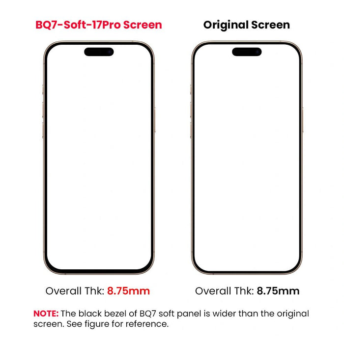 BQ7 Soft OLED Screen Assembly iPhone 17 Pro 120Hz ProMotion LTPO Display Replacement Diagnosable Screen Replacement JPC