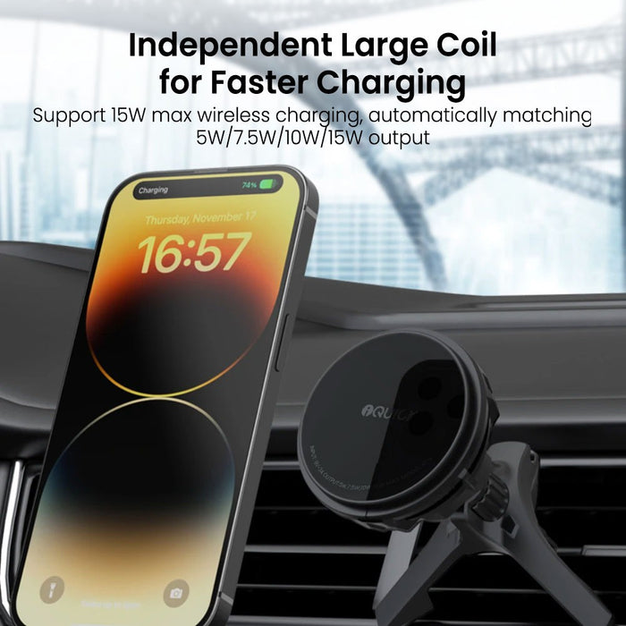 iQuick Magnetic Car Mount Charger with Cooling Semiconductor Radiator IC9 COOLGEAR 15W (IQUICK-C9)-Black
