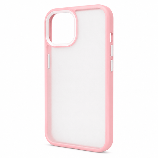 Pink Candy Color shockproof hybrid bumper case for iPhone 13 on white background