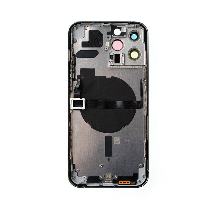 Complete white rear housing for iPhone 13 Pro Max including MagSafe wireless charging coil and side buttons