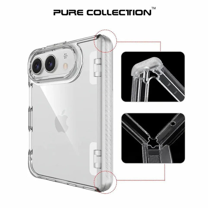 Clear case fitted to iPhone Duo, showing the hinge cover and case edges