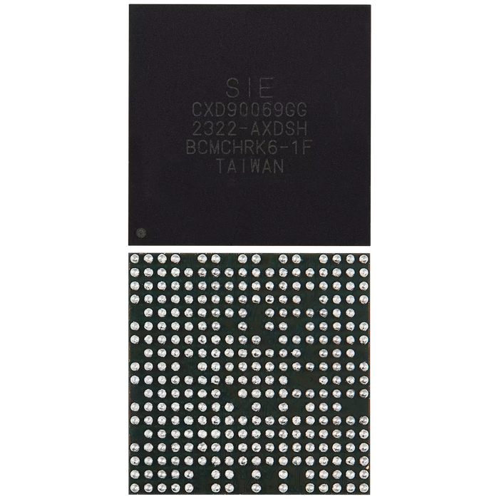 Top and underside reference views of the CXD90069GG BGA chip