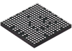Angled view of the BGA solder-ball underside on the CXD90069GG IC