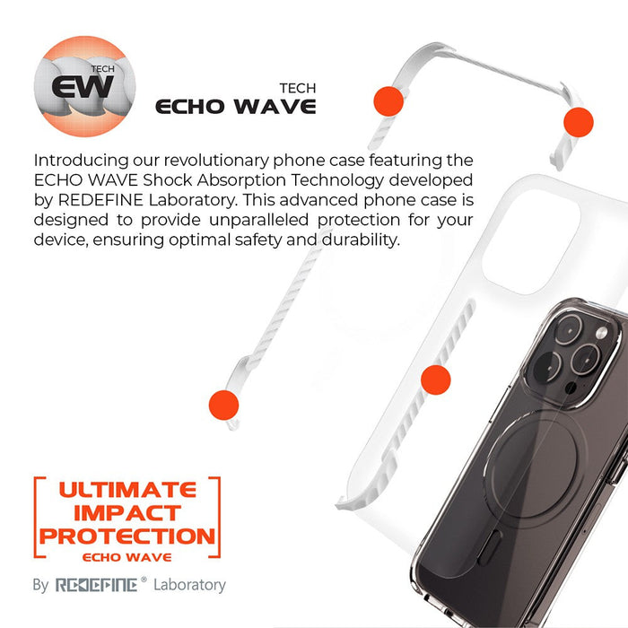 REDEFINE Echo Wave Ultimate Impact Protection Transparent Case for iPhone 15 Pro