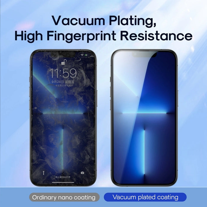 iPhone 15 Pro Kinglas 2 Packs 2.5D Full Coverage Silk Printing Black Edge Tempered Glass Screen Protector