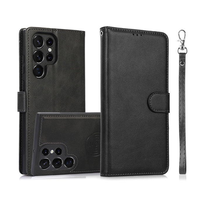 Magnetic Split PU Leather Flip Wallet Cover Case for Samsung Galaxy S22 Ultra