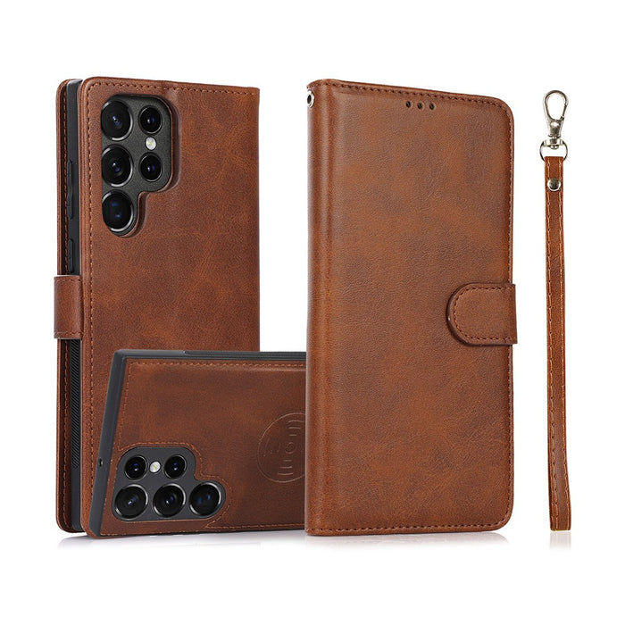 Magnetic Split PU Leather Flip Wallet Cover Case for Samsung Galaxy S22 Ultra
