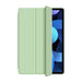 Green soft TPU leather iPad case demonstrating microfiber lining and PU leather exterior with precise camera cutouts fresh color