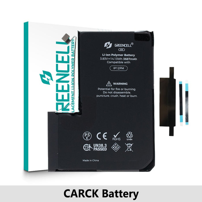 Greencell (3687mAh) iPhone 12 Pro Max CRACK Battery with Adhesive Strips (No Need Soldering & No Need Tag-on)