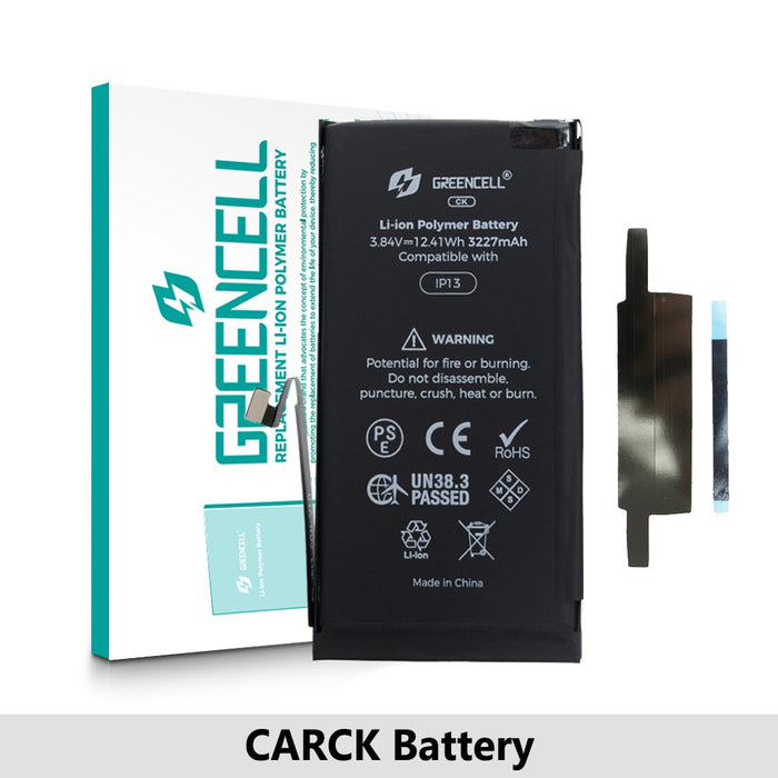 Greencell (3227mAh) iPhone 13 CRACK Battery with Adhesive Strips (No Need Soldering & No Need Tag-on)
