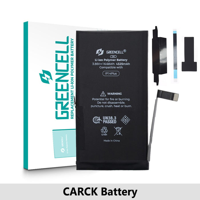 Greencell (4325mAh) iPhone 14 Plus CRACK Battery with Adhesive Strips (No Need Soldering & No Need Tag-on)