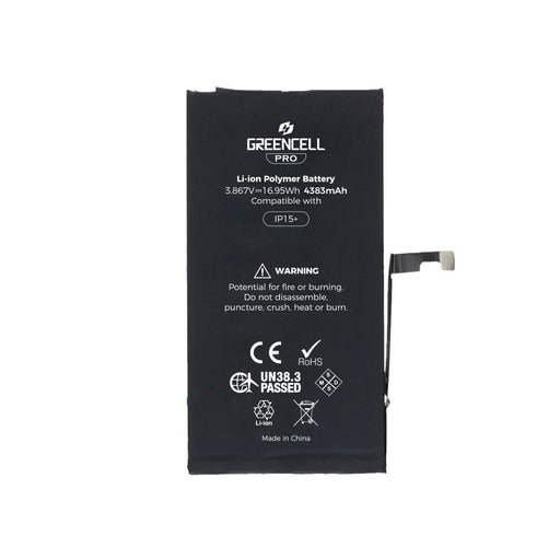 iPhone 15 Plus Replacement Battery 4383mAh with Adhesive Strips - Greencell - JPC MOBILE ACCESSORIES