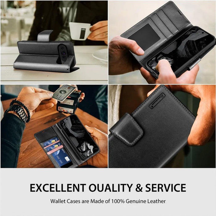 Hanman PU Flip Leather Wallet Case for Google Pixel 9 / 9 Pro - Black Wallet Case JPC MOBILE ACCESSORIES