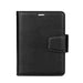 Closed black Hanman iPhone Duo wallet case with magnetic flap and Hanman brand mark