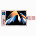 Open rose gold Hanman iPhone Duo wallet case with phone displayed in landscape position