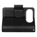 Back of black Hanman iPhone Duo wallet case showing card pocket and clear ID window