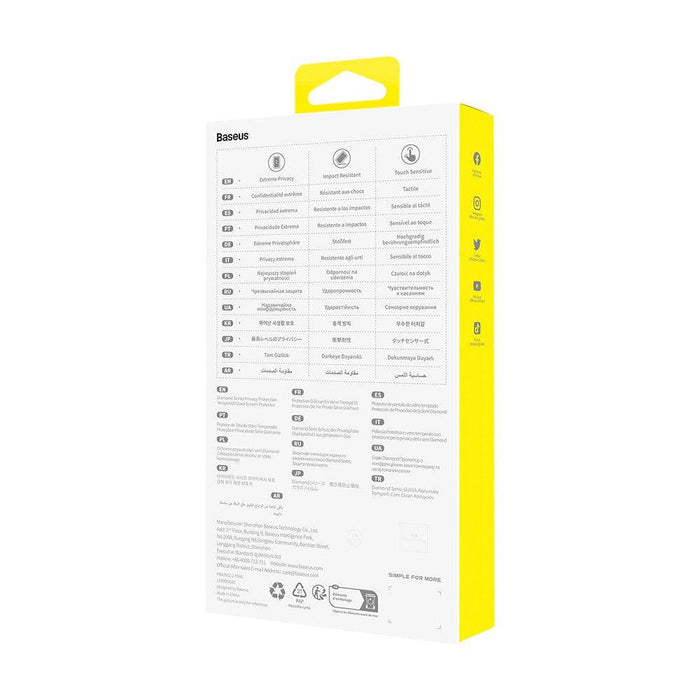 Baseus Diamond Series Privacy Protection All - Tempered - Glass iPhone 13 Pro Max / 14 Plus - Full Coverage | JPC Mobile Accessories - JPC MOBILE ACCESSORIES