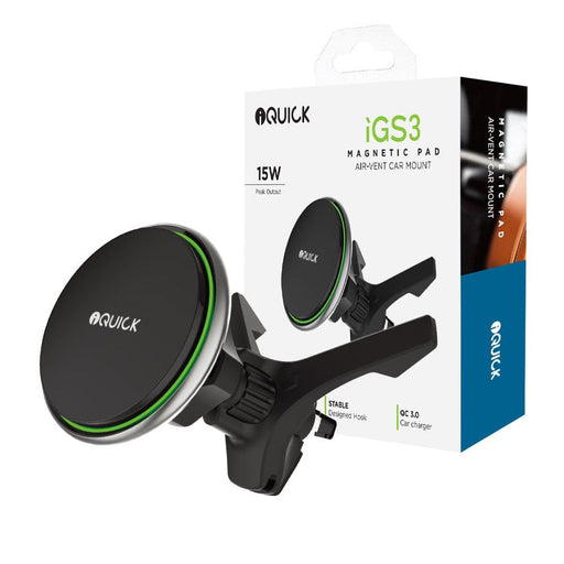 iQuick iGS3 Magnetic Pad Air-Vent Car Mount 15W - Fast Charging & Secure Grip - JPC MOBILE ACCESSORIES