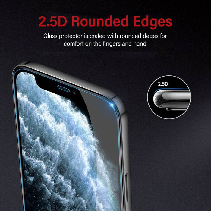 iPhone 12 mini with Kinglas Diamond Glass screen protector fitted in protective case demonstrating perfect case-compatible design and edge coverage