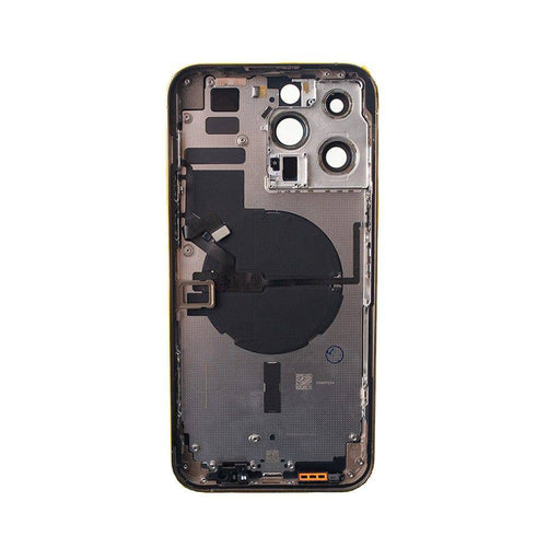 Complete iPhone 14 Pro Max Gold housing kit including side button assembly MagSafe magnets wireless charging coil and SIM tray