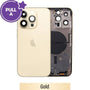 iPhone 14 Pro Max Gold rear housing assembly showing complete back panel with authentic Apple logo and camera lens cutout