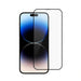 Black-edge Kinglas screen protector aligned over an iPhone 15 Pro