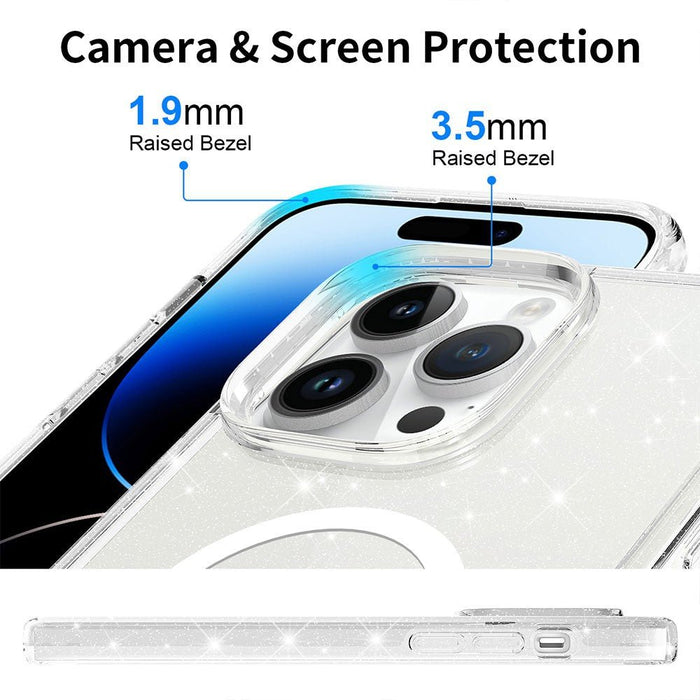 iPhone 15 Pro Max Glitter MagSafe Case Shiny Clear PC TPU Shockproof Sparkle Embedded Anti-Yellow Magsafe Case JPC MOBILE