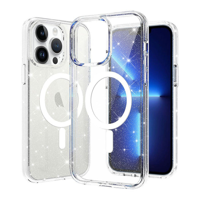 iPhone 15 Pro Max Glitter MagSafe Case Shiny Clear PC TPU Shockproof Sparkle Embedded Anti-Yellow Magsafe Case JPC MOBILE