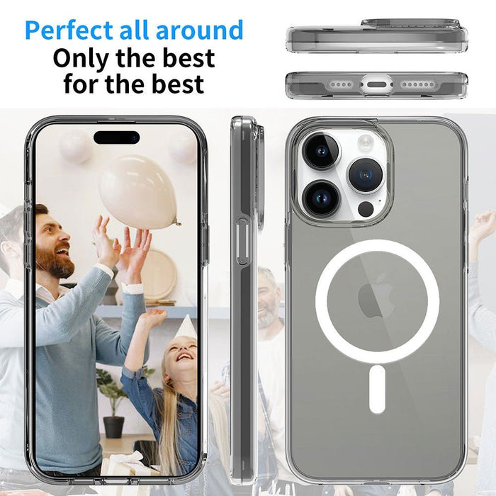 iPhone 15 Pro Max Shockproof MagSafe Case Clear Black PC+TPU Military Grade Anti-Yellow 15W Magsafe Case JPC MOBILE