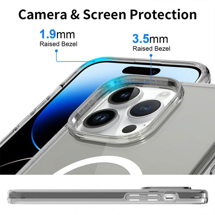 iPhone 15 Pro Max Shockproof MagSafe Case Clear Black PC+TPU Military Grade Anti-Yellow 15W Magsafe Case JPC MOBILE