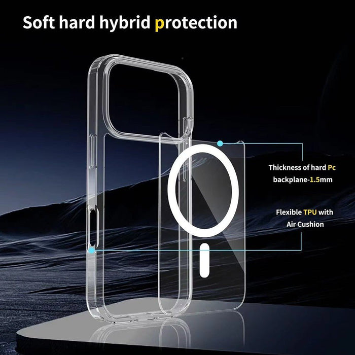 iPhone 17 Pro Max High Quality Acrylic + TPU Hybrid Transparent Case Cover With Magnetic Ring Hybrid Case JPC MOBILE ACCESSORIES