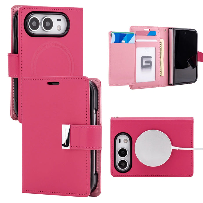 Mercury Rich Diary magnetic ring case for iPhone Duo in Hot Pink