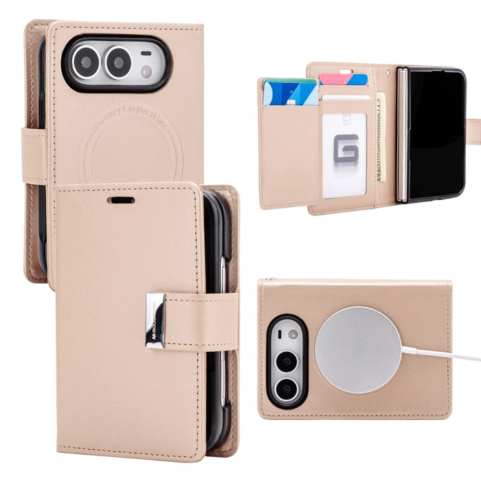 Mercury Rich Diary magnetic ring case for iPhone Duo in Rose Gold