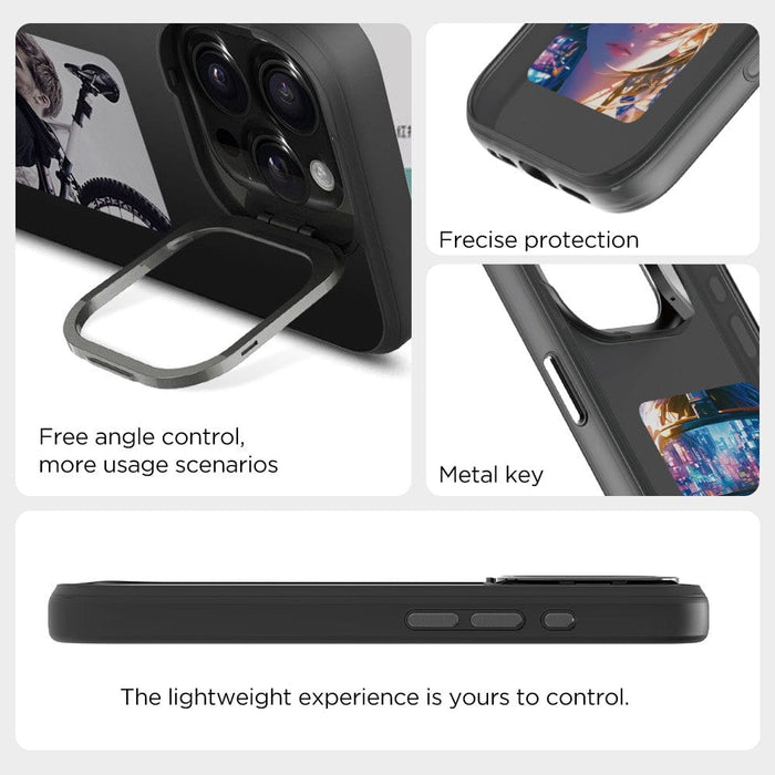 Rear view of iPhone 16 Pro with custom E-Ink image case