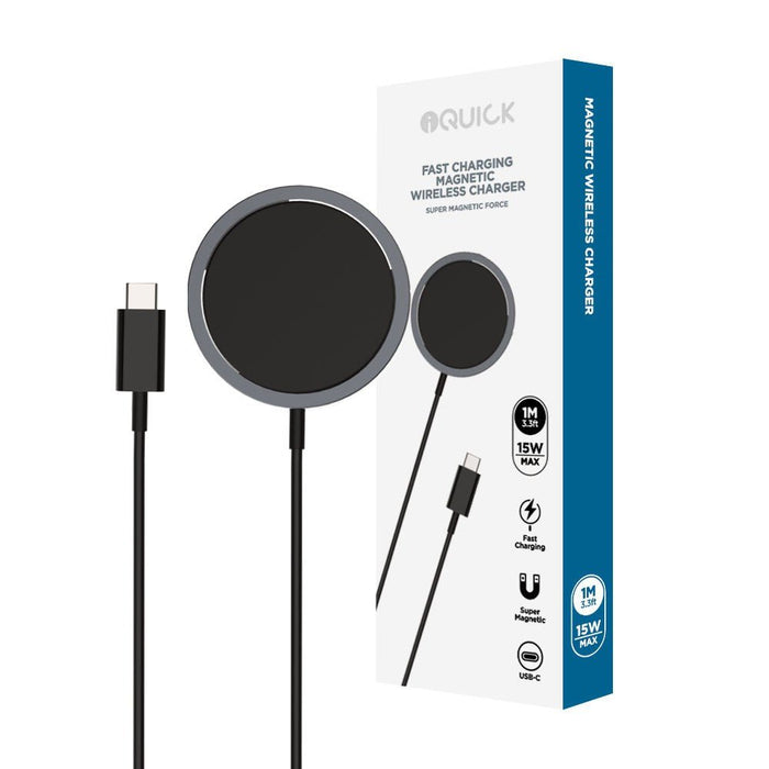 iQuick 15W fast charging magnetic wireless charger black aluminum IQUICK-MGS15W