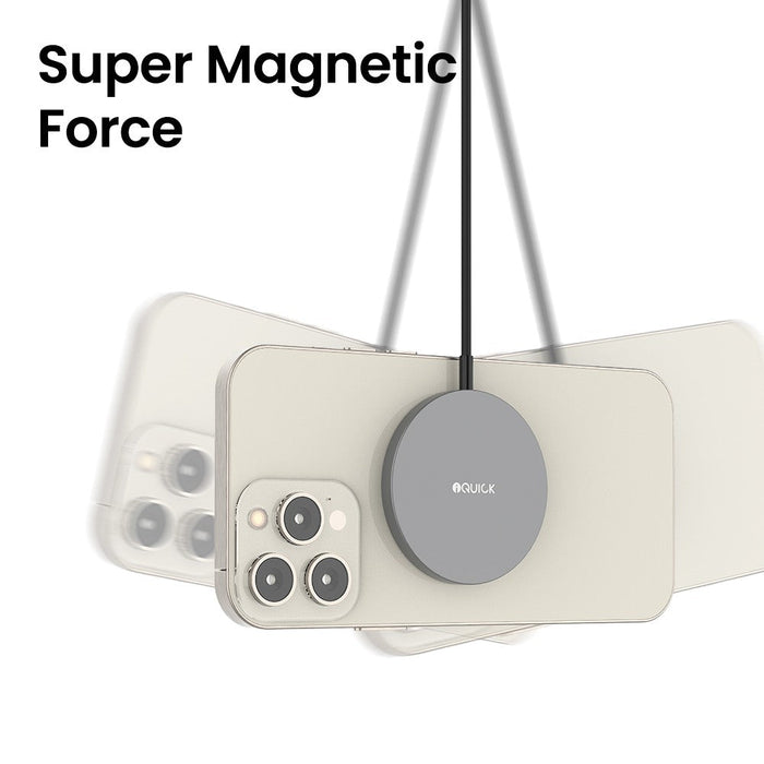 iQuick 15W wireless charging pad magnetic alignment black aluminum construction